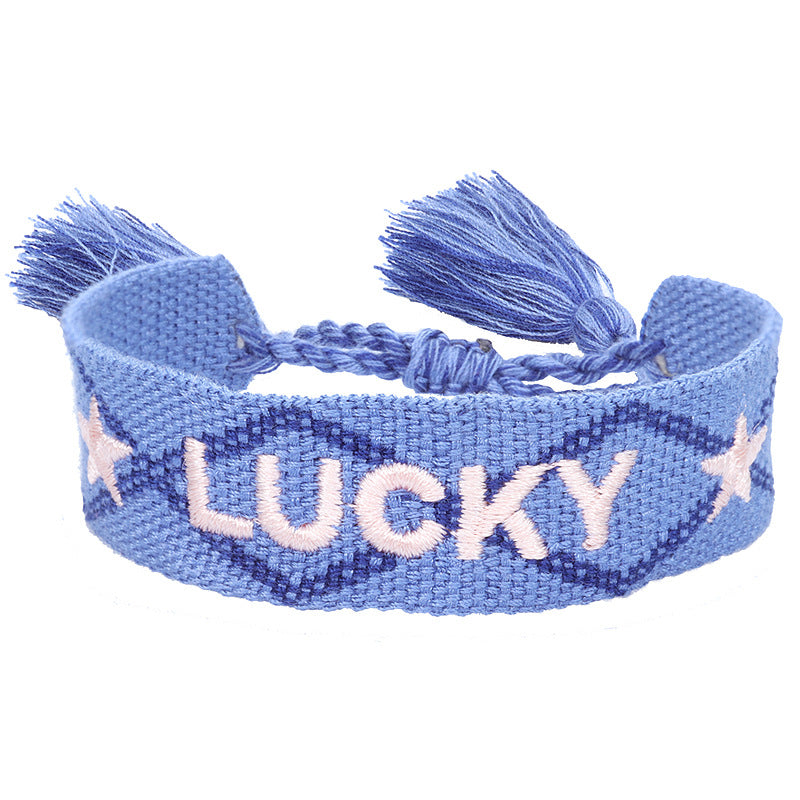 Knitted Belt Couple Bracelet Letter Embroidery Wrist