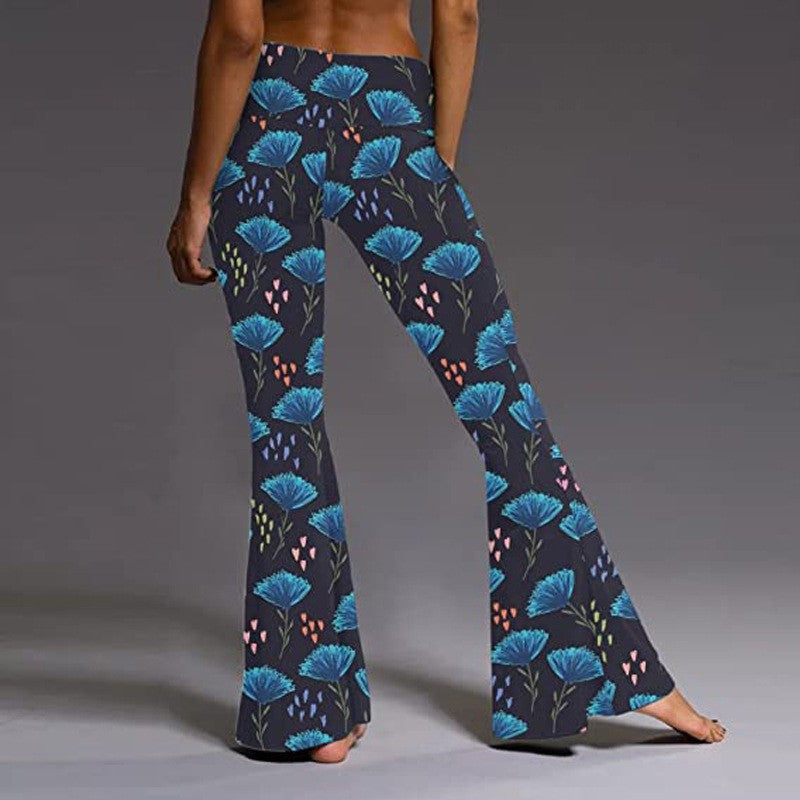 Women's Tight Retro Print Bootleg Pants