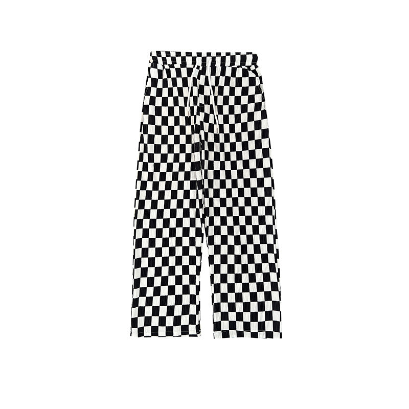 Plaid Casual Pants Men's New Fashion High Waist Drooping