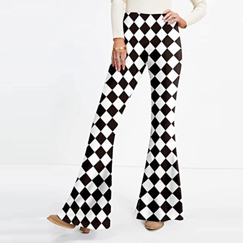 Women's Tight Retro Print Bootleg Pants