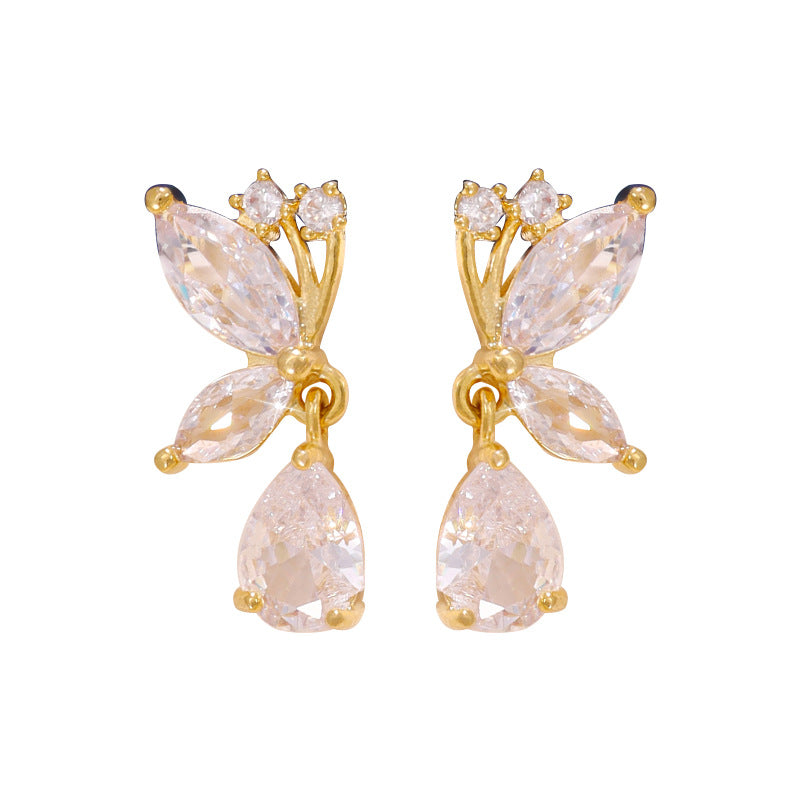 Butterfly Micro Zircon-encrusted Stud Earrings Female Fashion