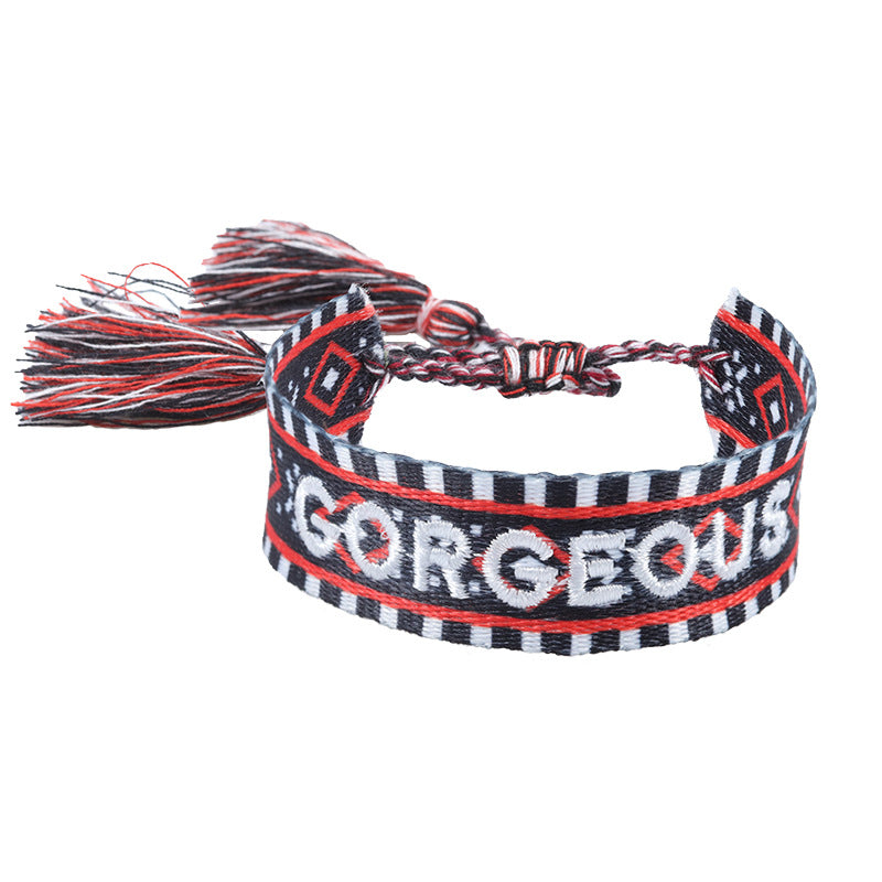 Knitted Belt Couple Bracelet Letter Embroidery Wrist