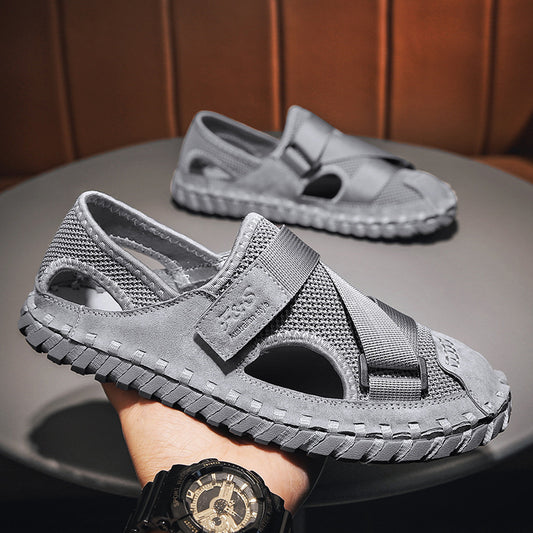 Summer Hollow Men's Soft Bottom Beach Shoes Breathable Mesh Sandals