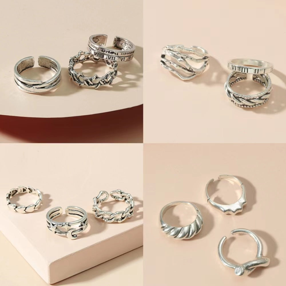 Retro Aloofness Style Geometric Ring Set Ng 3