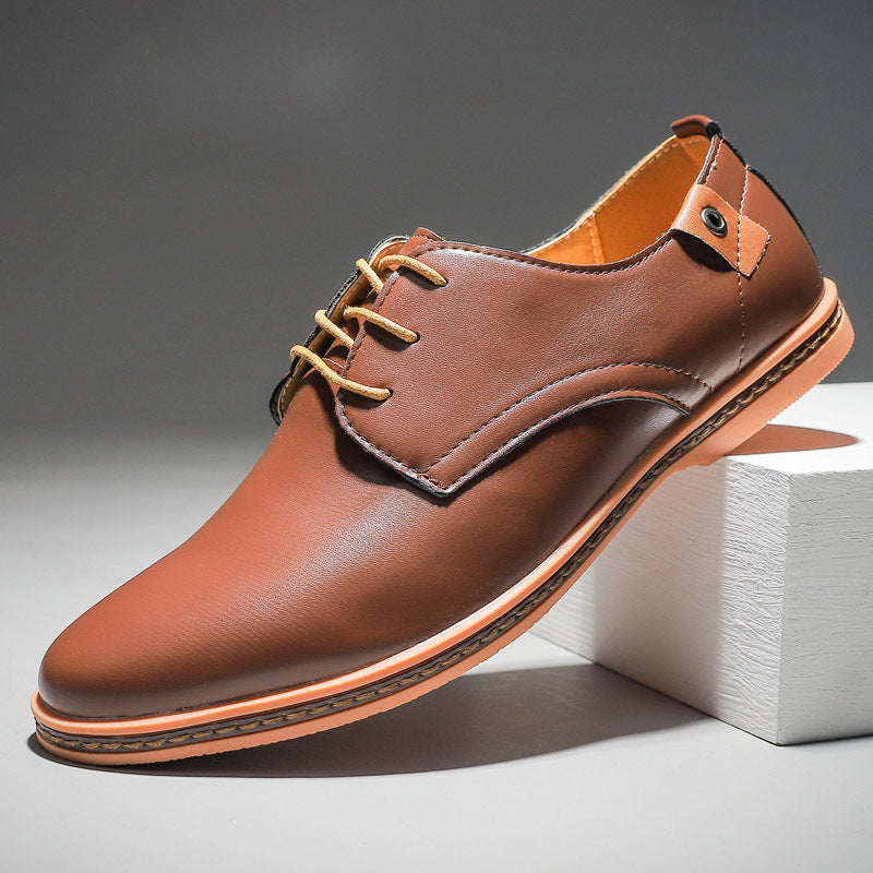 Men's Casual Business Shoes Leather Surface Lace-up Pumps