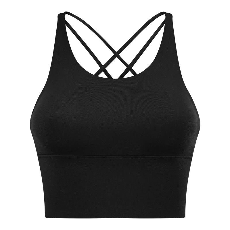 High Strength Push Up Yoga Bra Spaghetti Strap Cross Beauty Back Workout Exercise Underwear