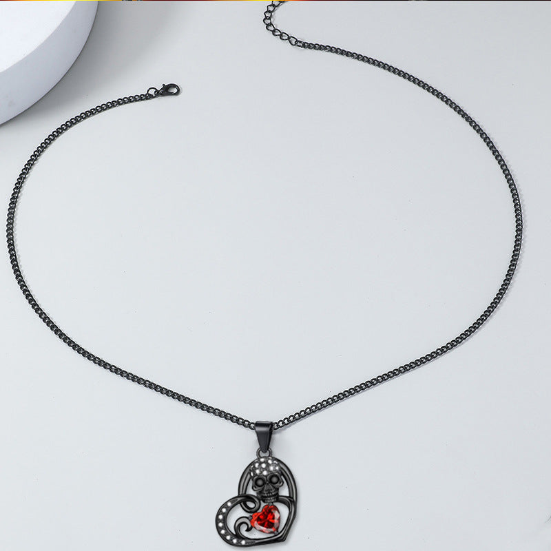 Collar con colgante de calavera de amor a la moda para mujer