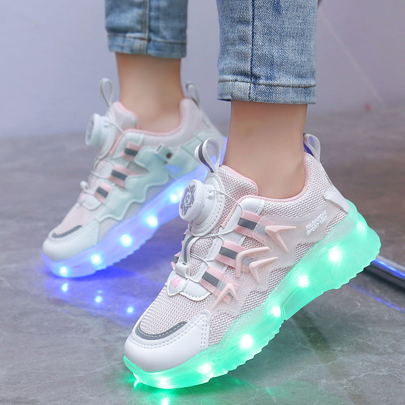 Rotating Button Charging Colorful Light Shoes Sports Light Up Shoes