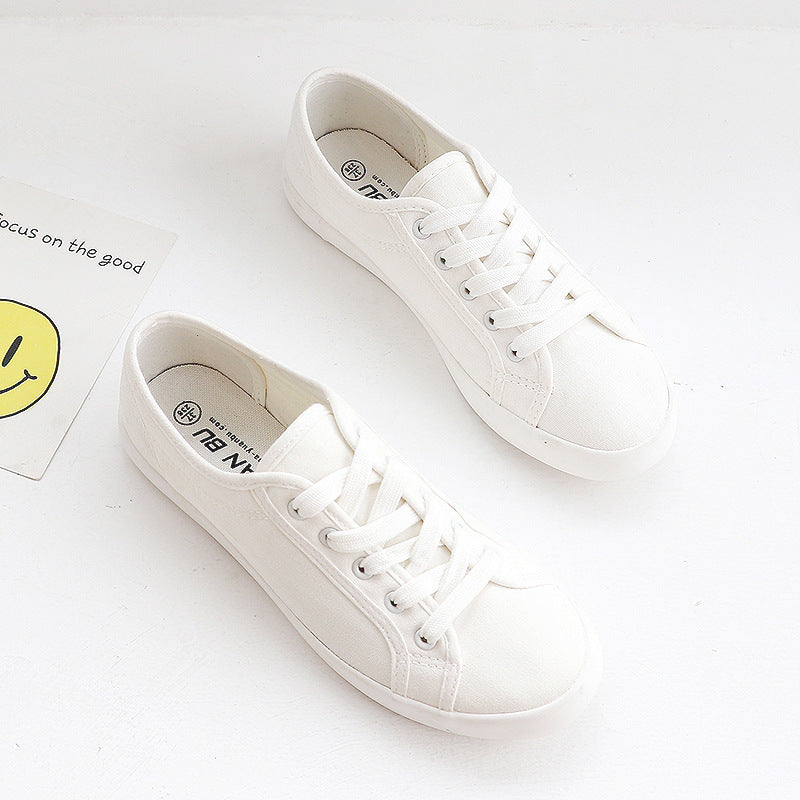 Women's Korean-style Canvas Simple Breathable Low-top White Shoes