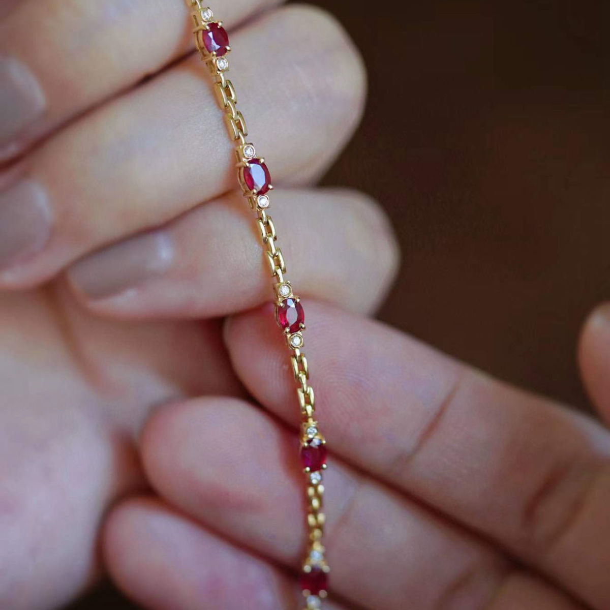 Colorful Pigeon Blood Red Ruby Diamond Bracelet