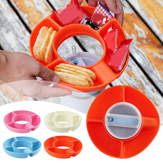 Silicone Snack Para sa Cup 40 Oz Reusable Snack Container 4 Compartment Snack Platters Cup Snack Bowl Cup Holder Food Tray