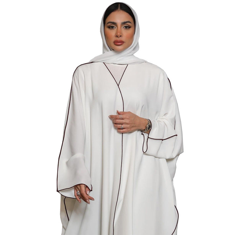 Bata Abaya para mujer de talla grande con patchwork blanco para mujer