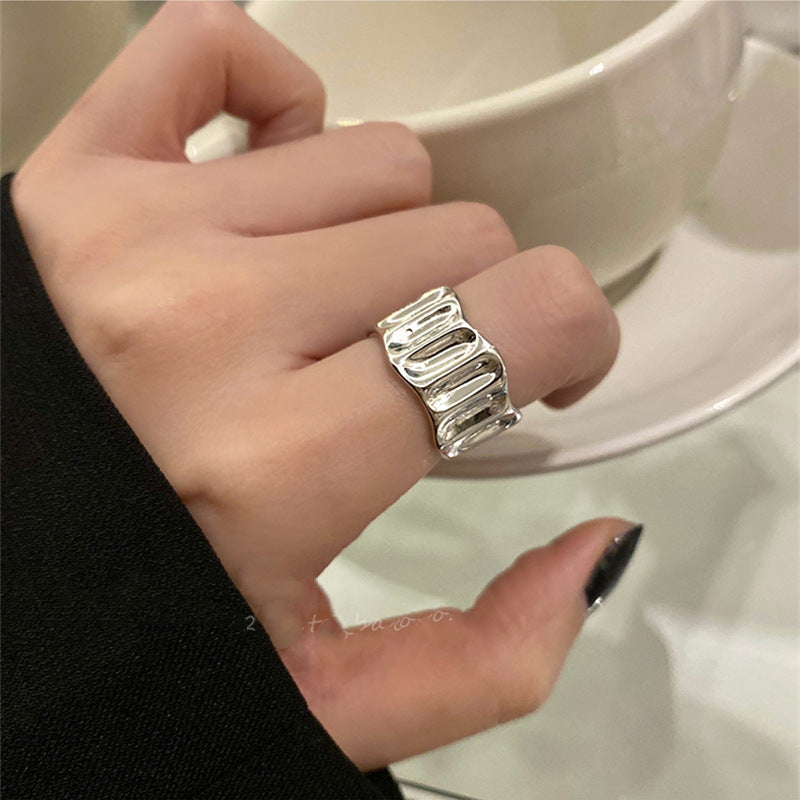 Anillo ajustable con diseño de nicho Ins para mujer