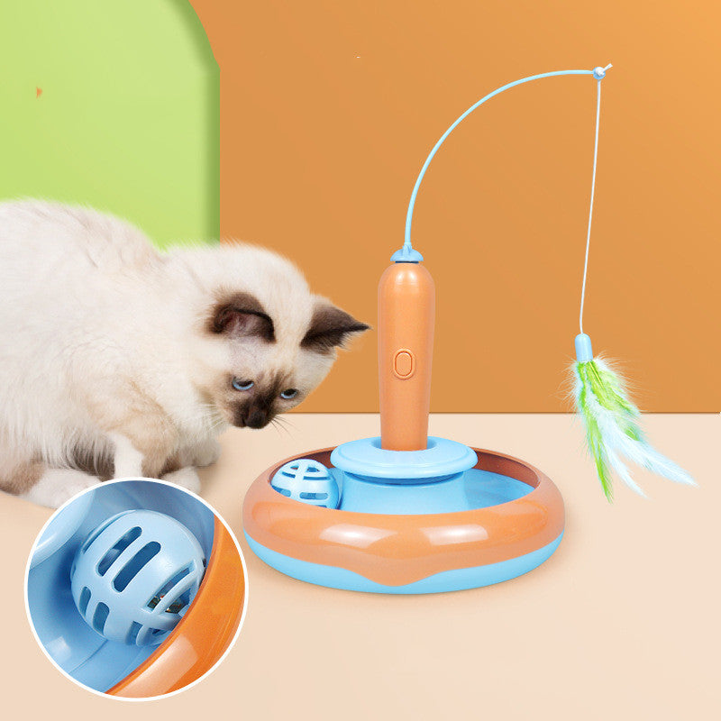 2 In 1 Pet Cat Toy With Feather Para sa Self-play Cat Turntable Pet Supplies Cat Toy Toys Cats Items Products