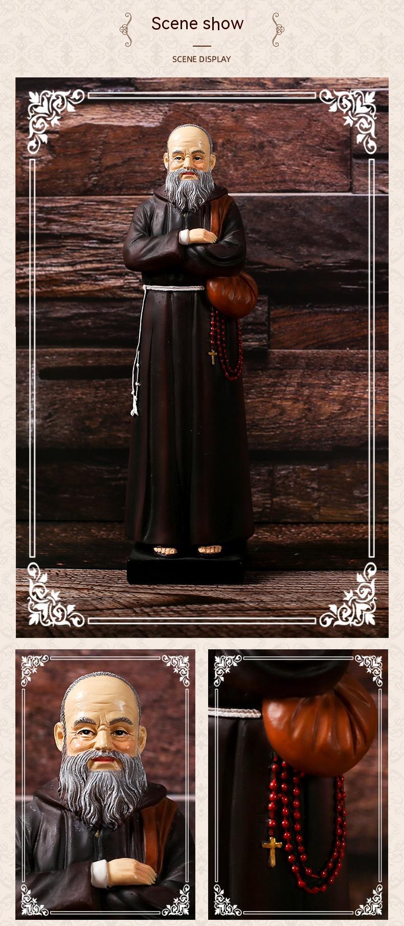 Religious Serious Priest Decoration Indoor Table Decoration Birthday Gift Resin Crafts