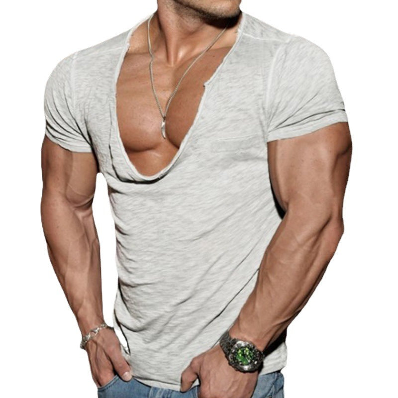 V-neck Men's T-shirt European Casual Fashion Men's Clothing