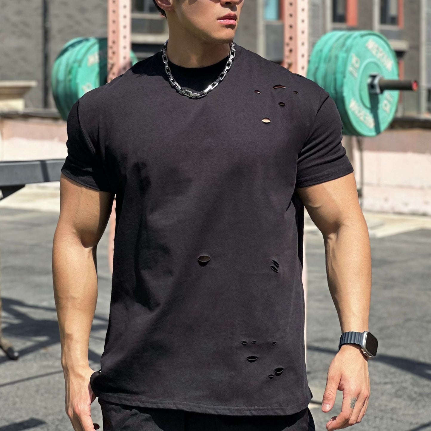 Muscle Sports Loose Cotton Fitness Short Sleeve Men