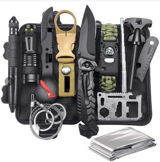 14in1 Outdoor Emergency Survival Gear Kit Camping Hiking Survival Gear Tools Kit Survival Gear At Kagamitan, Panlabas na Pangingisda Pangingisda Mga Accessory sa Camping