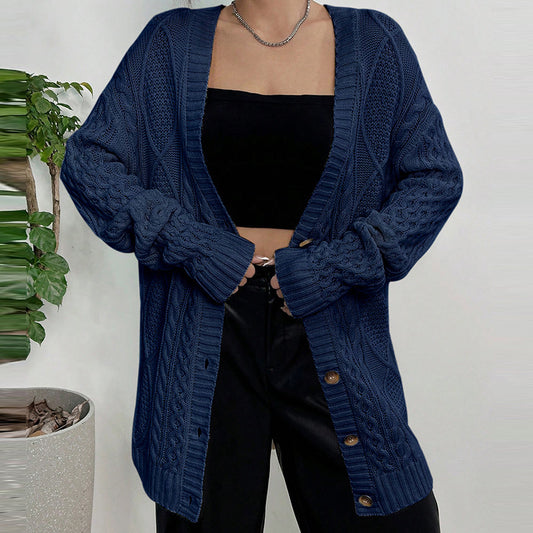 Sweater Coat Loose Twisted V-neck