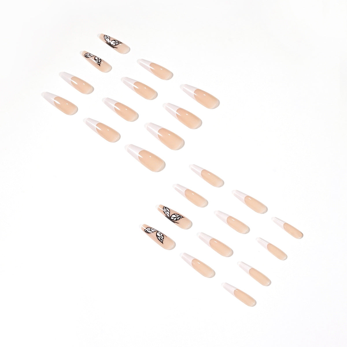 White French Butterfly Fake Nails Press On Nail Nail Stickers Nail Shaped Piece Wear Finished Nail Beauty