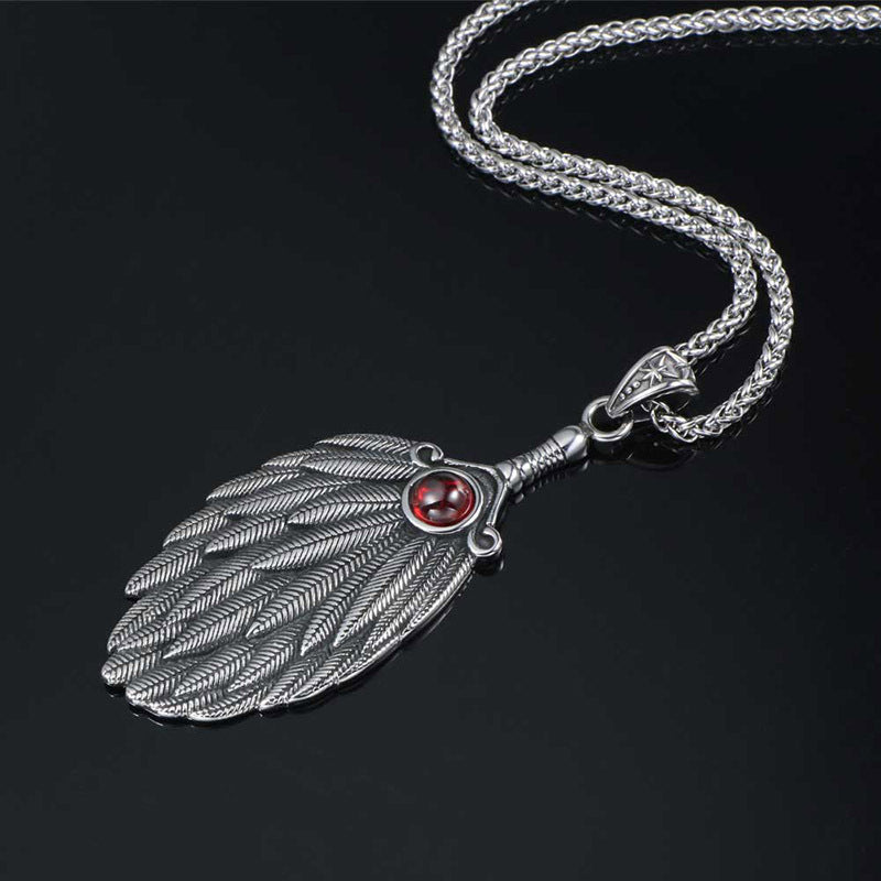 Fashion Diamond And Ruby Feather Pendant