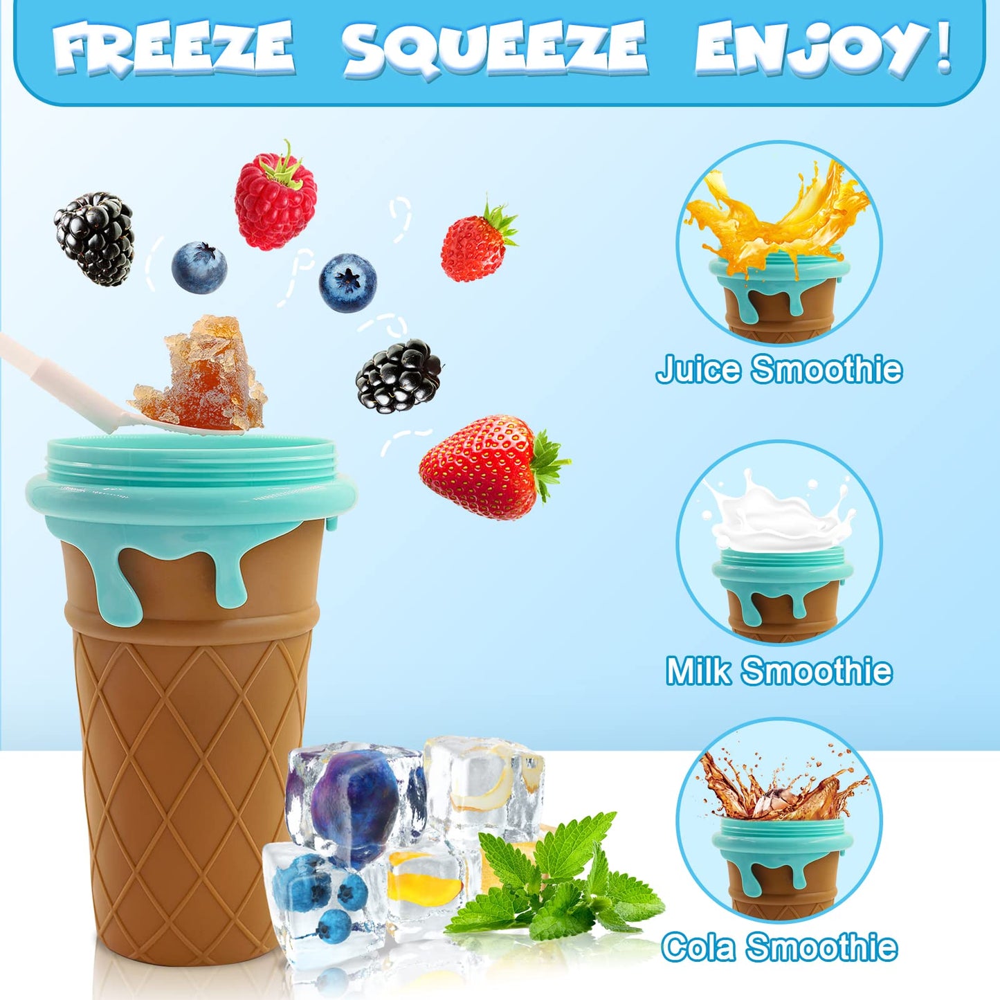 Taza para granizados de gran capacidad de 500 ml, exprimidor de verano, botella de agua para jugo casero, batido congelado rápidamente, taza de arena, pellizco, enfriamiento rápido, helado mágico, máquina para hacer granizados Beker, utensilios de cocina