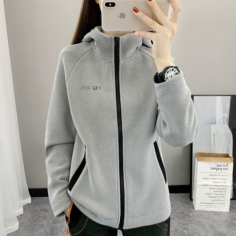 Autumn And Winter Fleece Sweater Women's Cardigan Hooded Coat