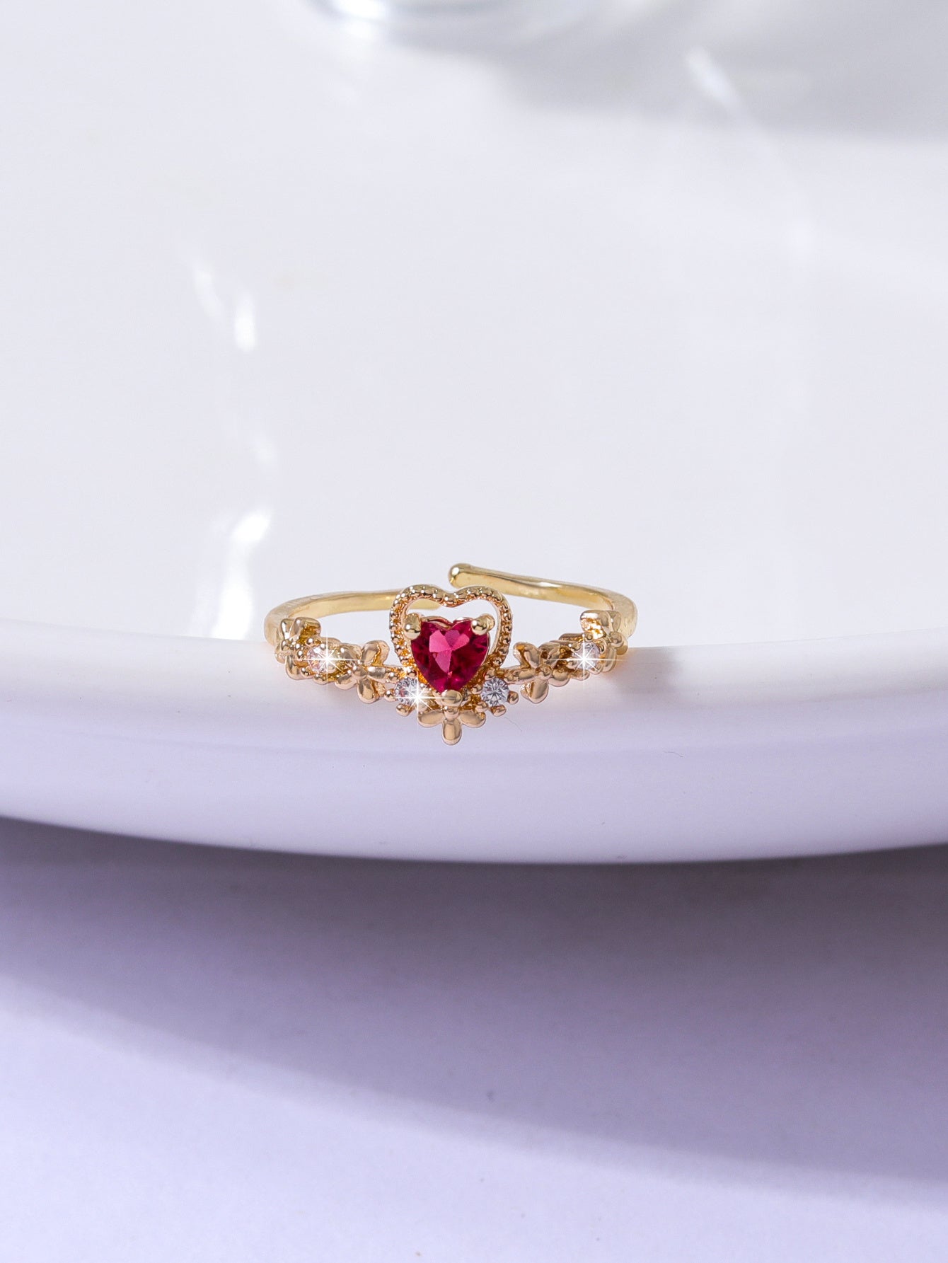 Elegant Style Small Fresh Opening Adjustment Love Ruby Ring