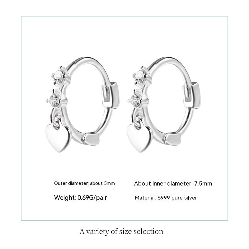 S999 Pure Silver Refined Zircon Pearl Earrings