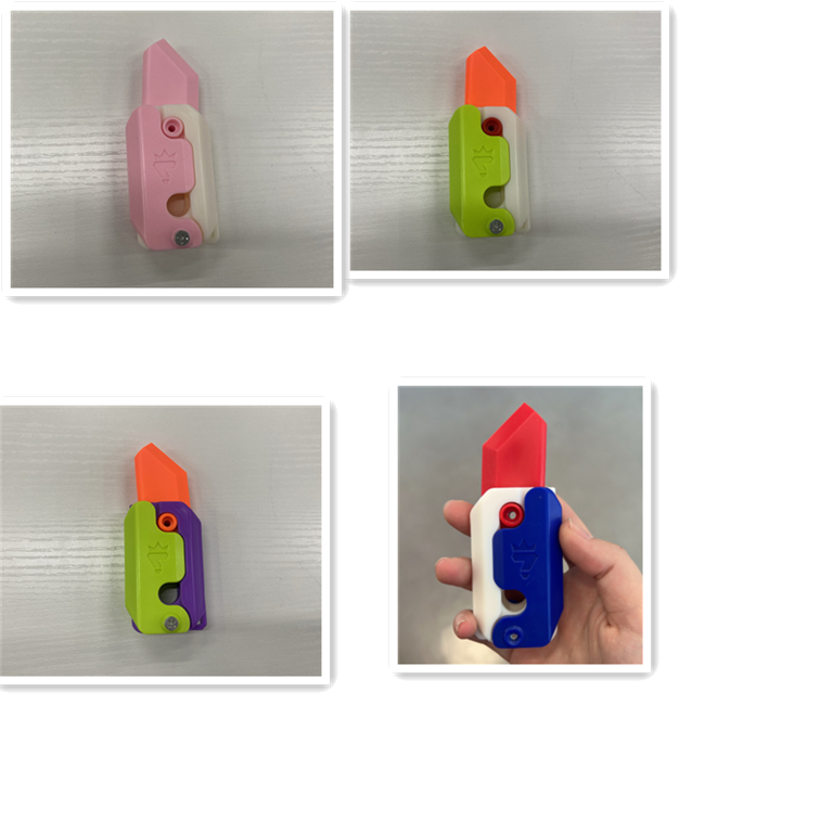 Impresión 3D Gravity Cub saltando pequeño cuchillo de rábano Mini modelo premio de estudiante colgante juguete de descompresión para regalo de niños