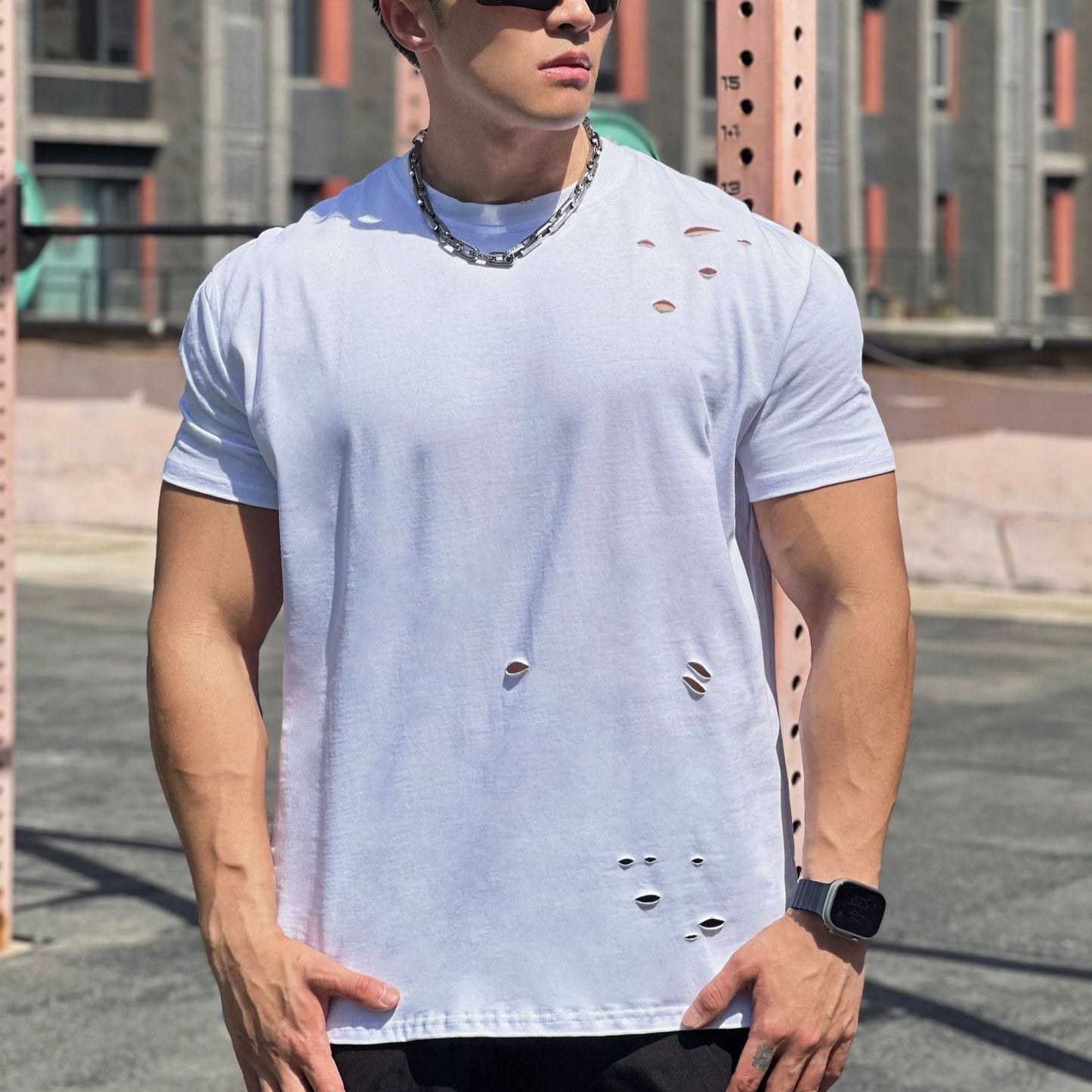 Muscle Sports Loose Cotton Fitness Short Sleeve Men