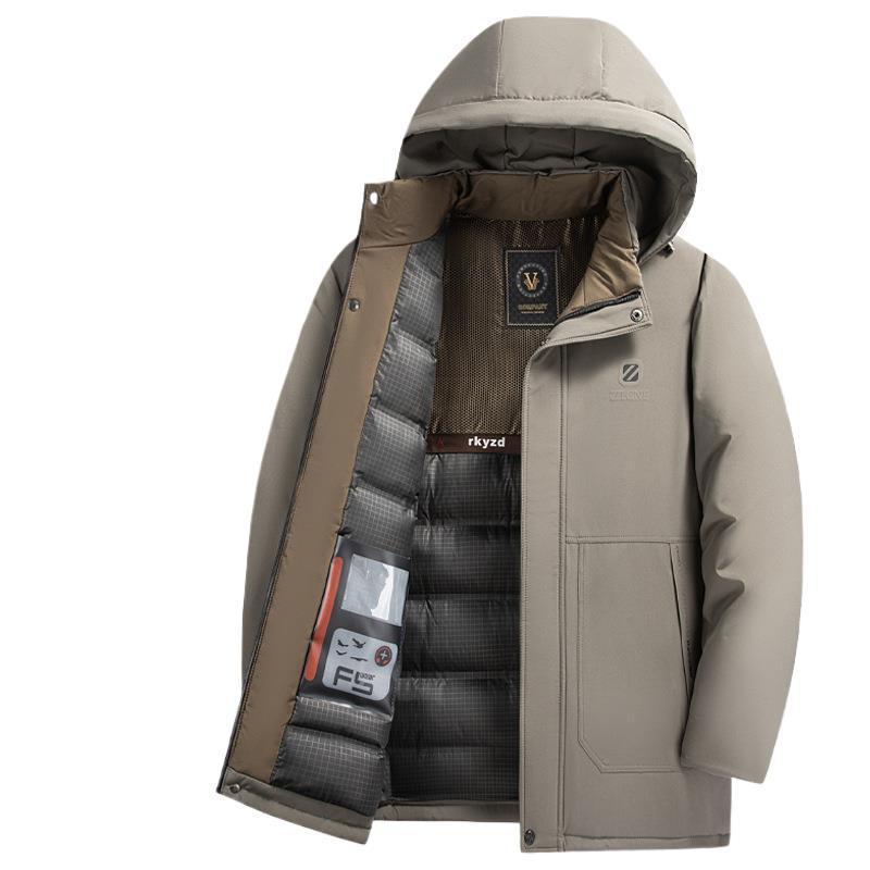 Winter Mid-length Fleece-lined Thick Down Jacket