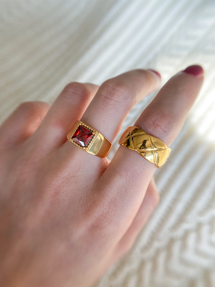 Vintage Ruby Chic Exaggerated Stacking Rings