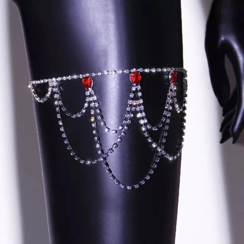 European And American Jewelry Ruby Multi-layer Leg Chain