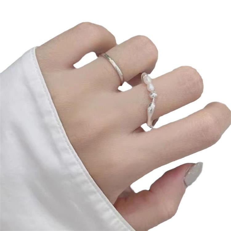 Anillo ajustable con diseño de nicho Ins para mujer