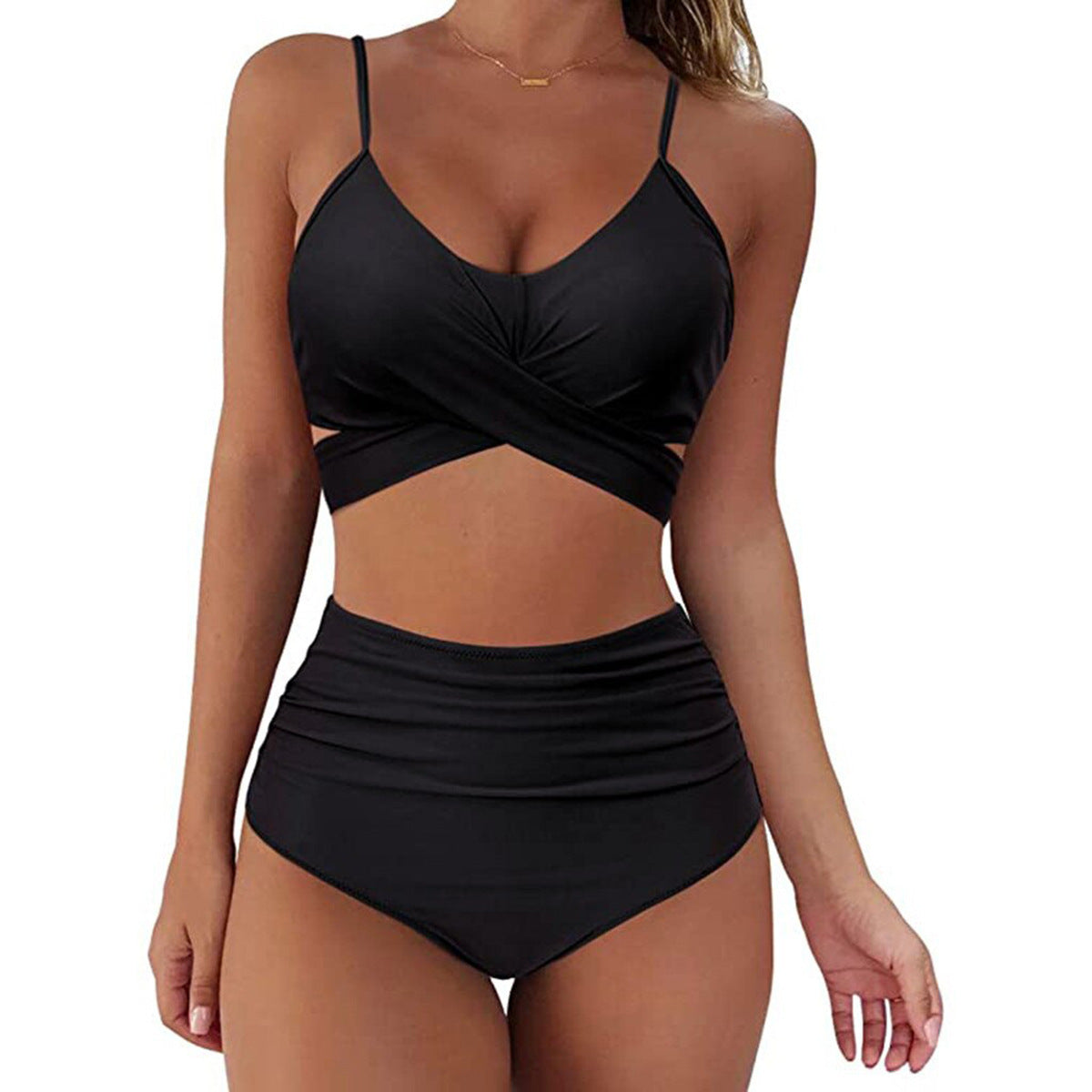 Conjunto de bikini con estampado sólido sexy para mujer Traje de baño push up