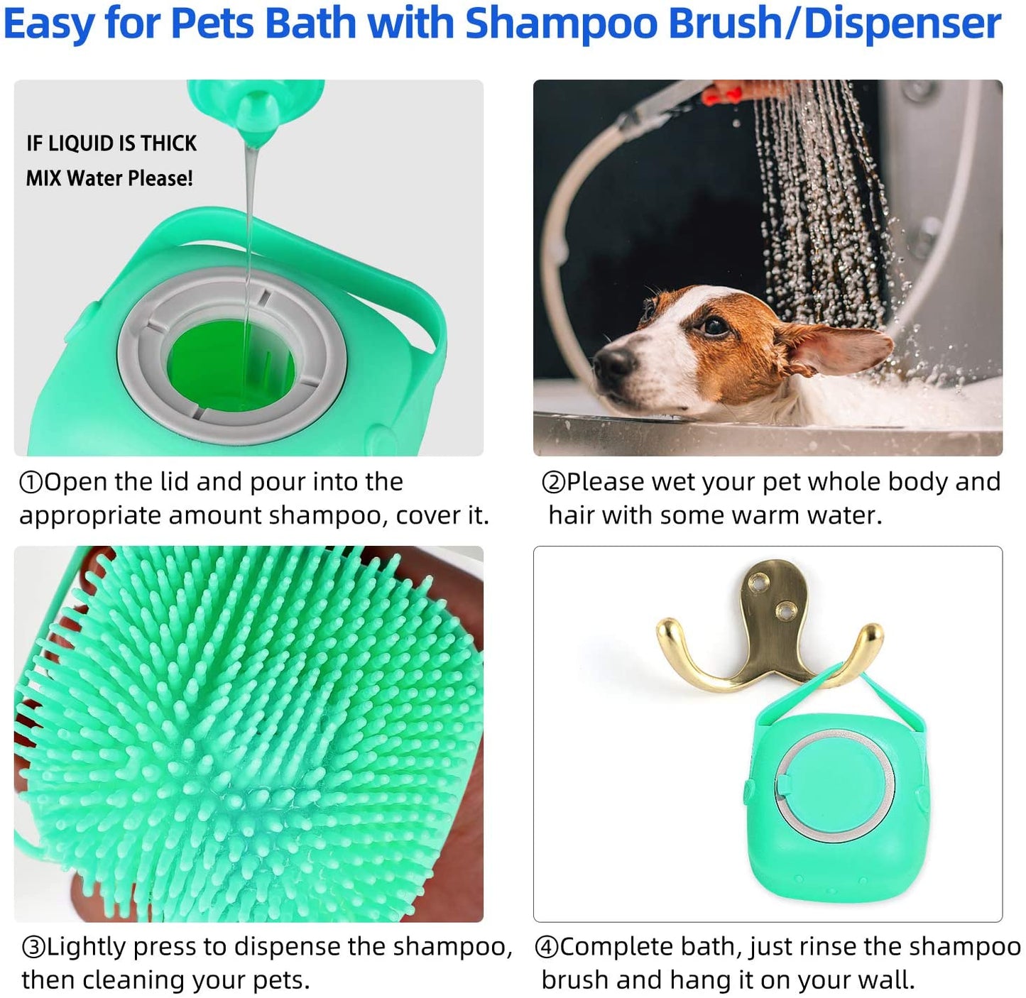 Pet Dog Shampoo Massager Brush Cat Massage Comb Grooming Scrubber Shower Brush Para sa Pagligo ng Maikling Buhok Soft Silicone Brushes