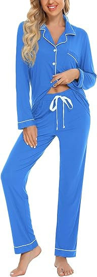 Women's Pajama Suit Long Sleeve Trousers Casual Homewear