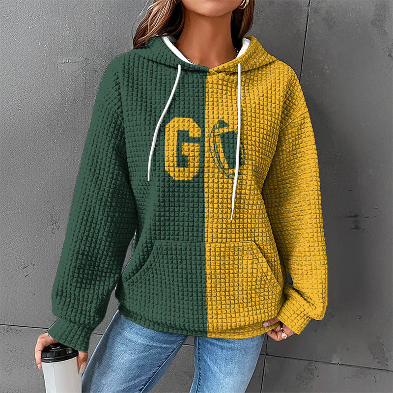 Waffle Sweater Hooded Sweaters Women's Clothing