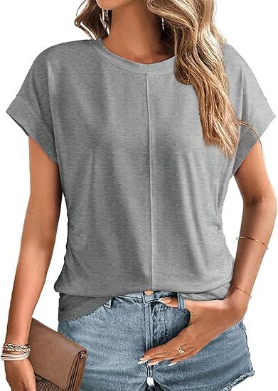 Women's Fashionable Side Raglan Short-sleeved Top