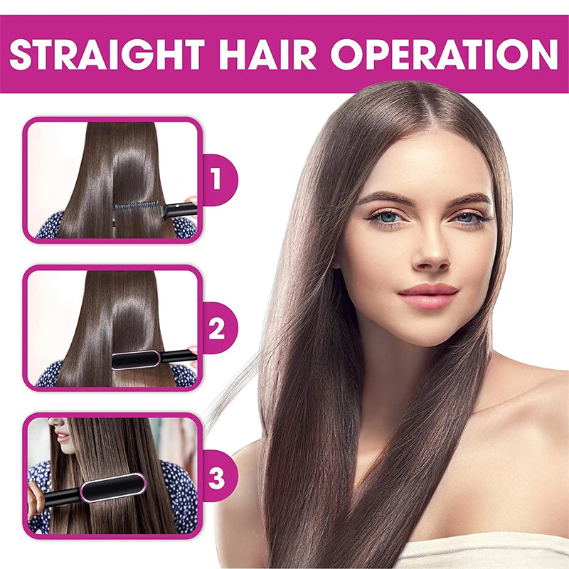 Bago 2 In 1 Hair Straightener Hot Comb Negative Ion Curling Tong Dual-purpose Electric Hair Brush