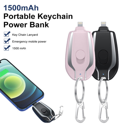 1500mAh Mini Power Emergency Pod Keychain Charger na May Type-C Ultra-Compact Mini Battery Pack na Mabilis na Nagcha-charge ng Backup na Power Bank