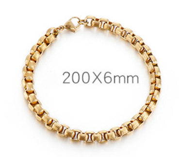 Trendy Simple Square Pearl Titanium Steel Bracelet Necklace For Men