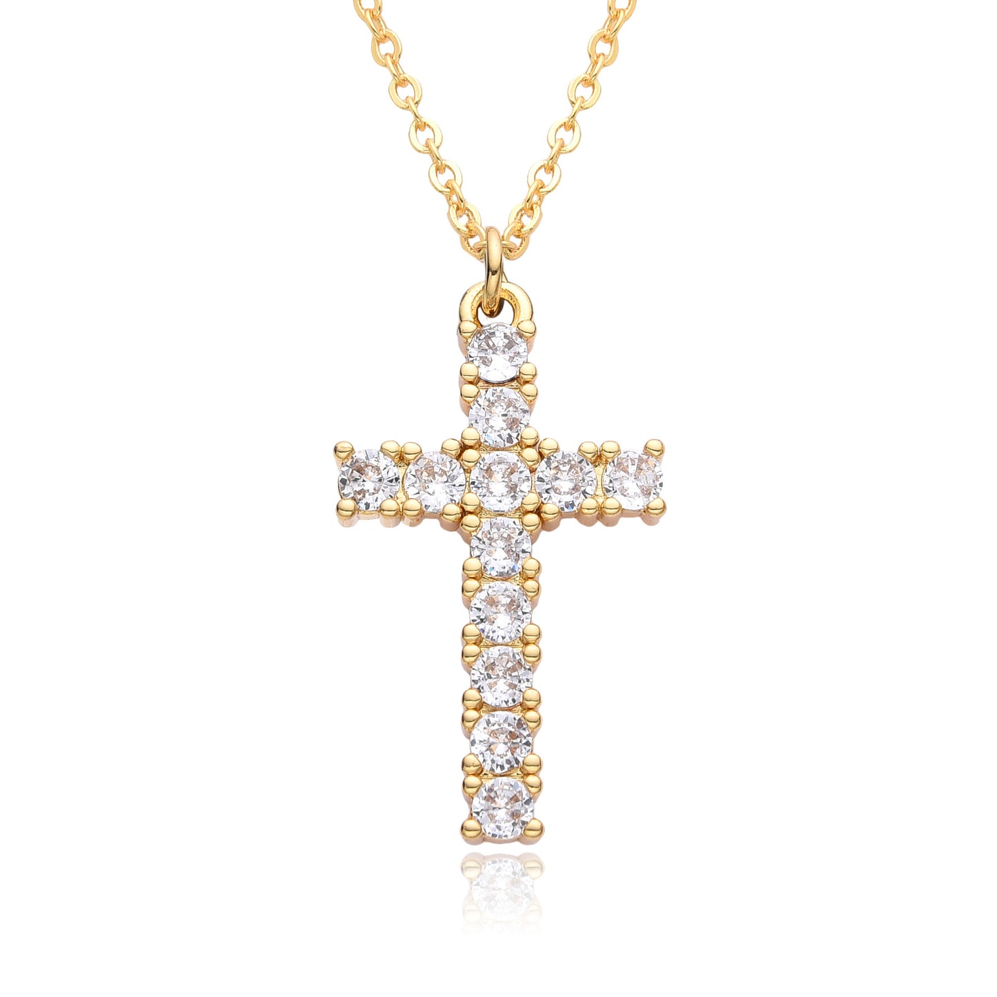 Ornament Copper Inlaid Zircon Cross Necklace Men And Women Fashion Gift Religious Cross Pendant