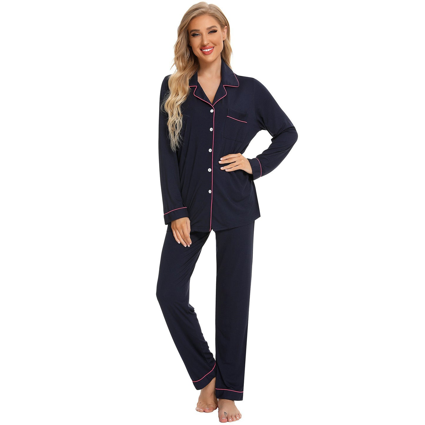 Women's Pajama Suit Long Sleeve Trousers Casual Homewear