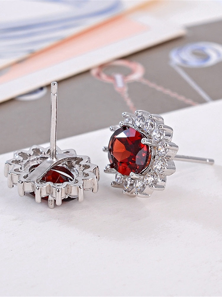 Fashion Ruby Color Natural Garnet Earrings