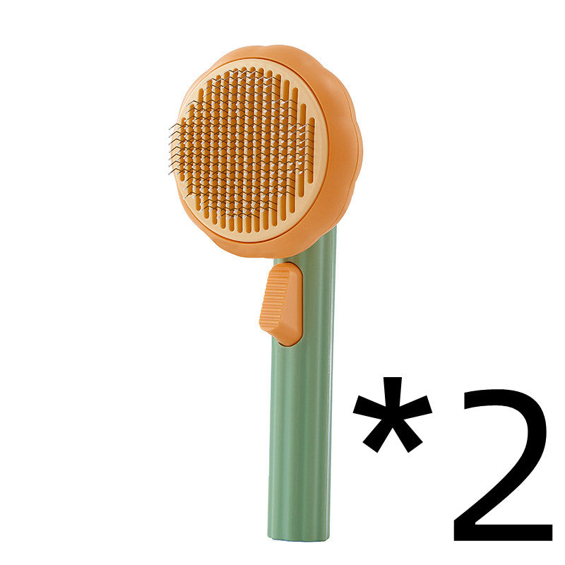 Bagong Pet Cat Brush Hot Selling Hand-held Steel Wire Self-cleaning Comb Looper Para sa Pagtanggal ng Buhok