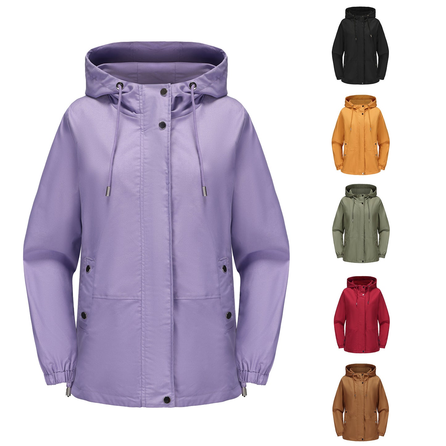 Women's Loose Windproof Jacket Hooded Long Sleeve