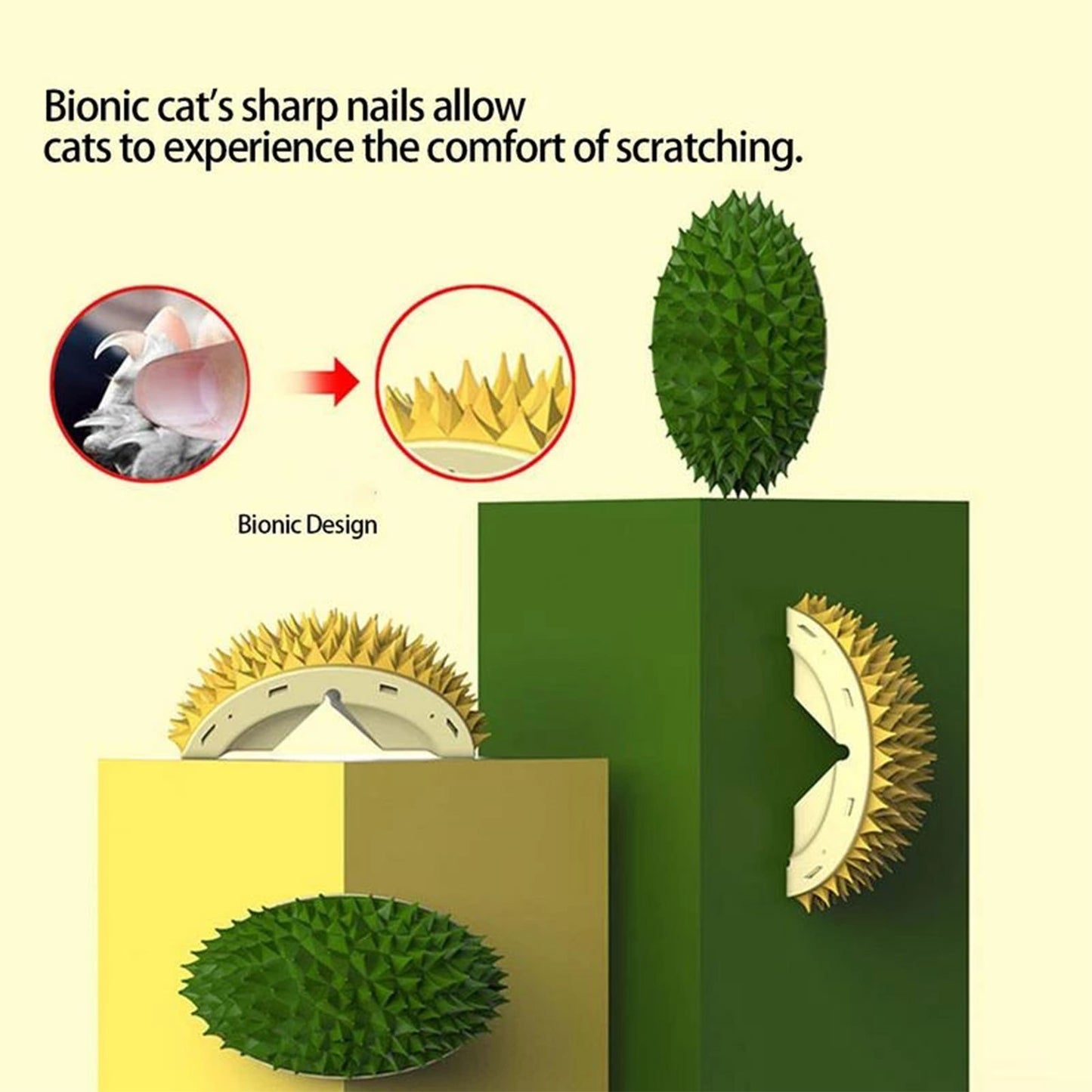 Durian Cat Brush, Dog Cat Self Groomer, Wall Corner Scratcher Massage Combs Durian Shape Molars Eat Slowly Toys Multifunctional Scratch Massager Tool Pets Clean Teeth Healthy Toys