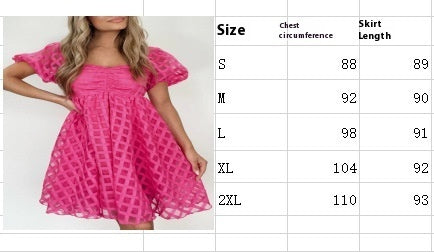 Women's Square Collar Short Sleeve Elegant Dress